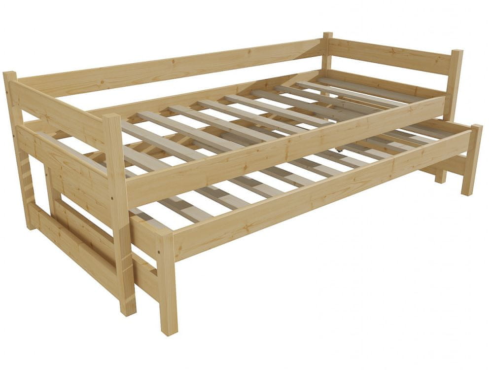 eoshop Detská posteľ s výsuvnou prístelkou DPV 003 (Rozmer: 90 x 190 cm, Farba dreva: bezfarebný lak)